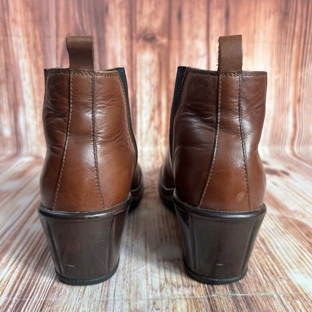 Dansko Brown Leather Ankle Boot Sz 40 US 9.5-10 Chelsea Bootie Block Heel Shoes - Picture 4 of 10
